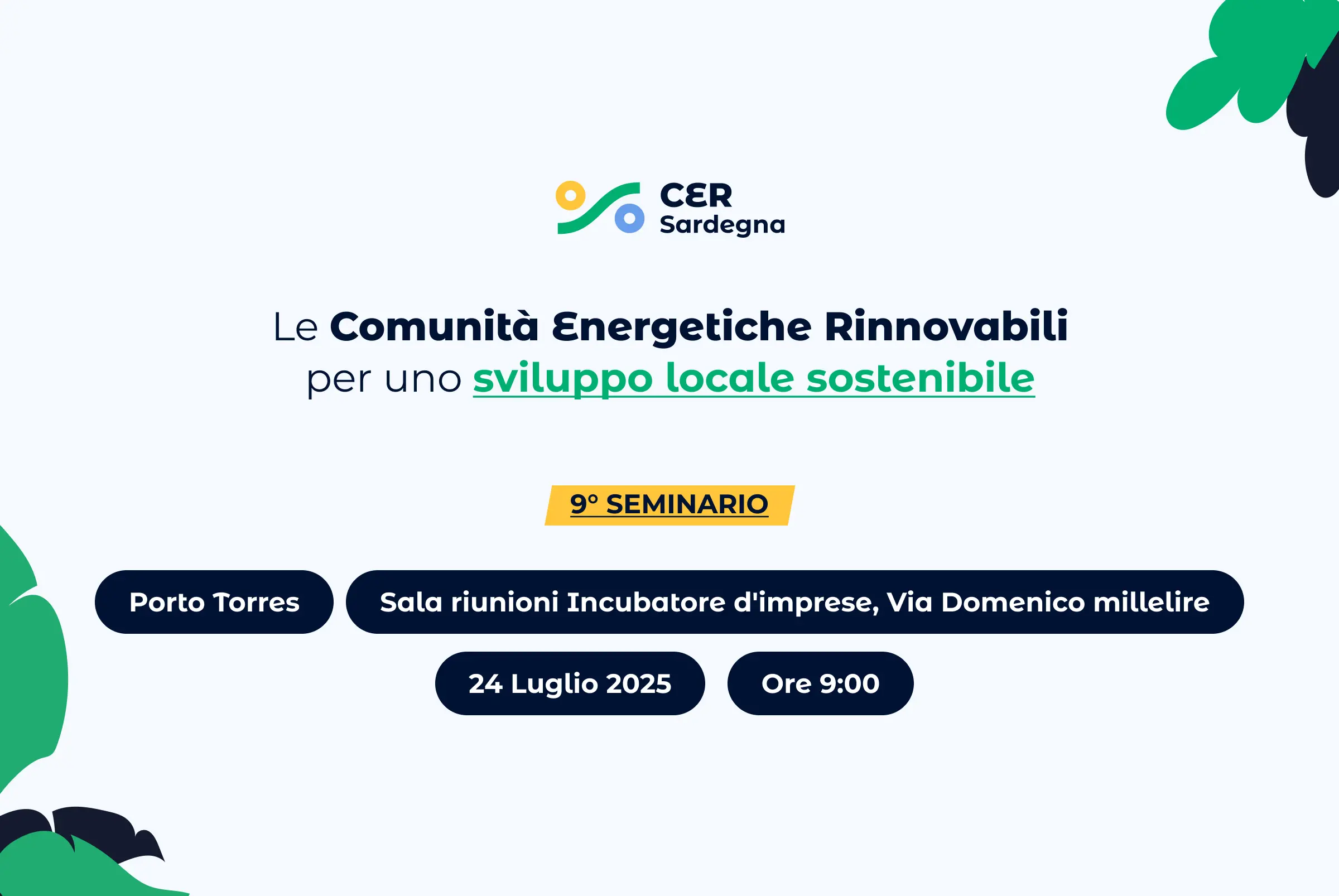 Porto Torres, il 24 luglio il 9° Seminario sulle Comunità Energetiche Rinnovabili